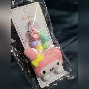 Pink Bunny Plush Keychain for Kids